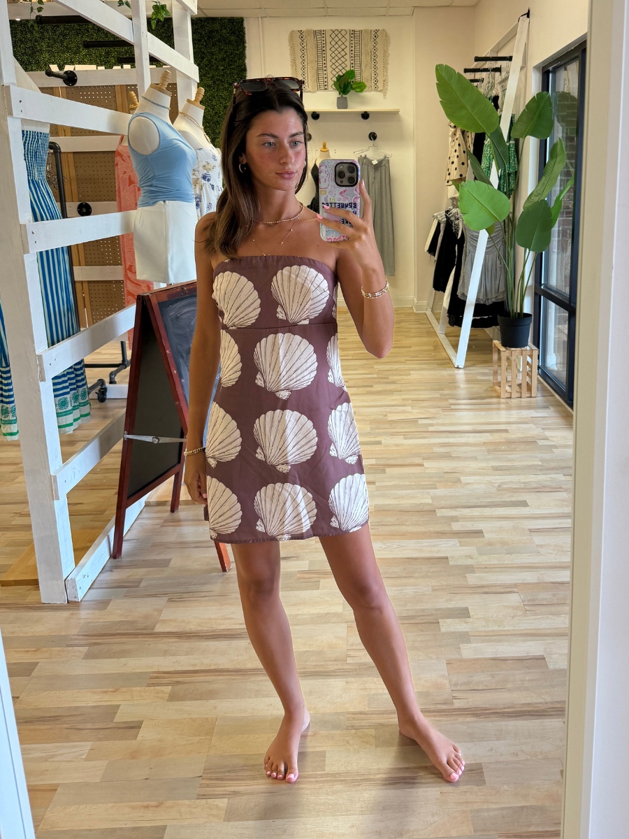 SALLY MINI DRESS - BROWN